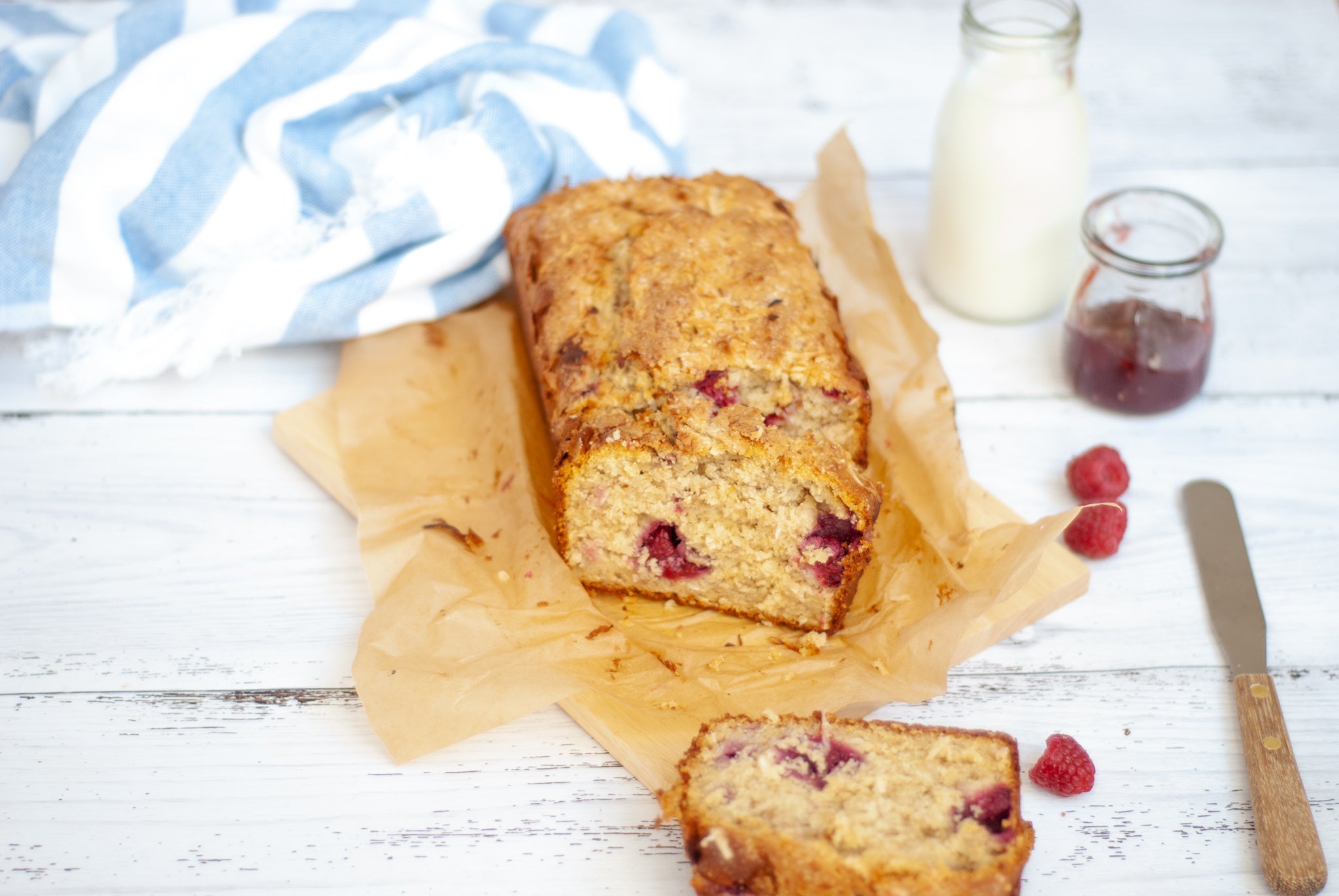 Raspberry, Banana and Coconut Loaf